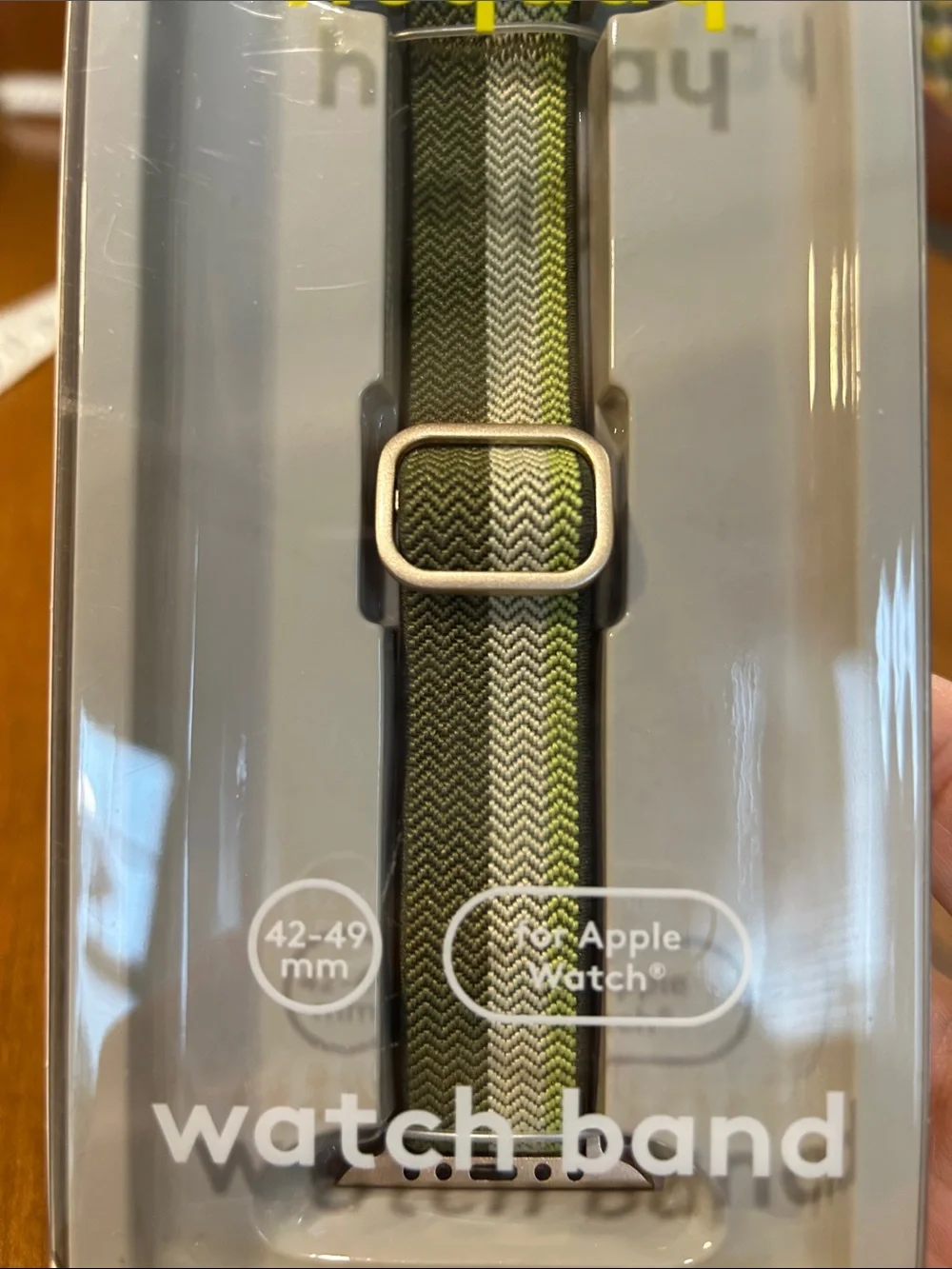 heyday Olive and Cream Chevron Woven Apple Watch Band